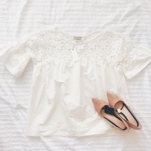 Anthropologie white crochet shirt